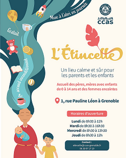 Affiche de l'Etincelle, un lieu calme et sur pour les parents et les enfantss