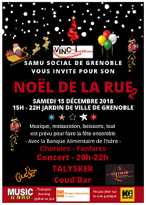 Flyer du Noël de La Rue 2018 Vinci-Samu social