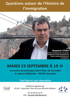 Affiche de la Conférence du 19/09/2018  &quot;Questions autour de l'Histoire de l'immigration&quot;