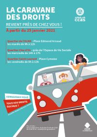  	Flyer de la Caravande des droits qui revient dans les quartier à compter du 25/01/2021