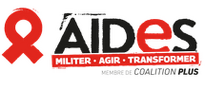 Logo de l'association AIDES, militer, agir et transformer. Membre de la coalition Plus