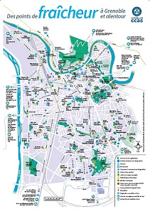  Carte des lieux fraicheur à Grenoble 2025