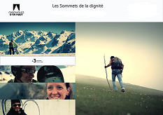 Affiche des "Sommets de la dignité" film de Point d'eau sur une randonnée en montagne avec des personnes de la rue 