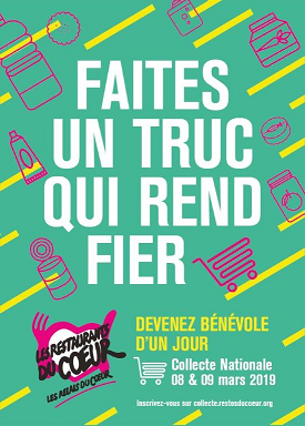 ffiche collecte nationale restos du coeur mars 2019 