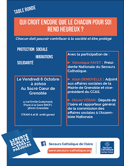 Table ronde du Secours catholique du 06/10/2017 : Qui croit encore que le chacun pour soi rend heureux ?