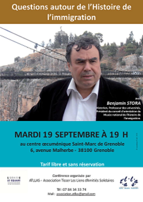 Affiche de la Conférence du 19/09/2018 "Questions autour de l'Histoire de l'immigration"