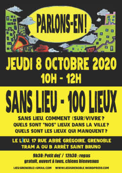 lé Affiche parlons-en octobre 2020 sans lieux/100 lieux