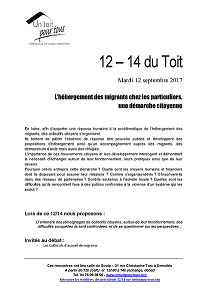 L’hébergement des migrants chez les particuliers, une démarche citoyenne : les rendez-vous 12-14 d'un Toit oiur touis